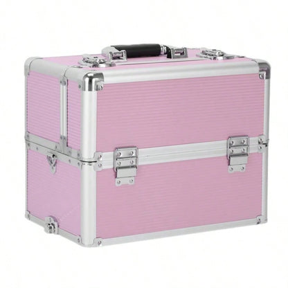 3 in 1 Aluminum Cosmetic Makeup Tattoo Box Pink