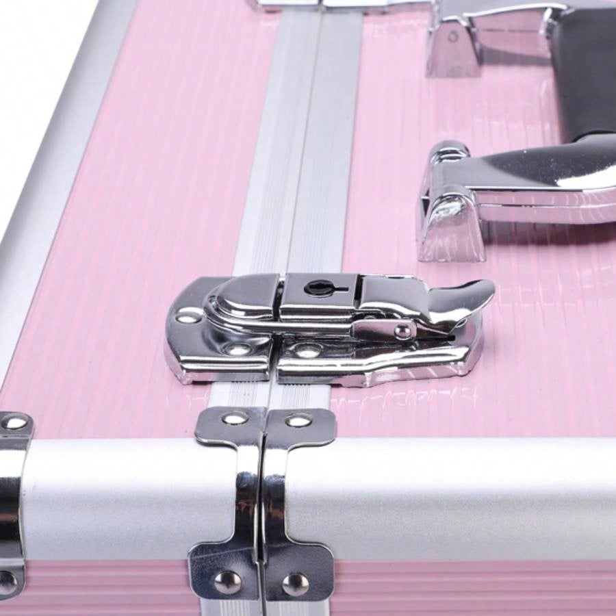 3 in 1 Aluminum Cosmetic Makeup Tattoo Box Pink