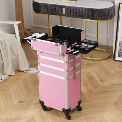 4 in 1 Aluminum Cosmetic Makeup Tattoo Box Pink