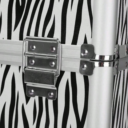 3 in 1 Aluminum Cosmetic Makeup Tattoo Box White Zebra Print