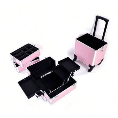4 in 1 Aluminum Cosmetic Makeup Tattoo Box Pink
