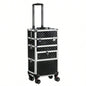 2 - in - 1 front drawer with slides, flat left drawer, removable universal wheels, aluminum, pattern, black, 34*24*72.5cm