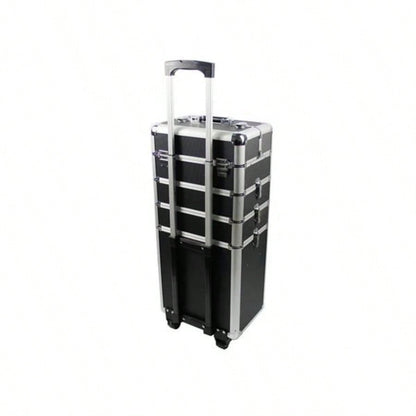 4 - in - 1 Draw - bar Style Interchangeable Aluminum Rolling Makeup Black