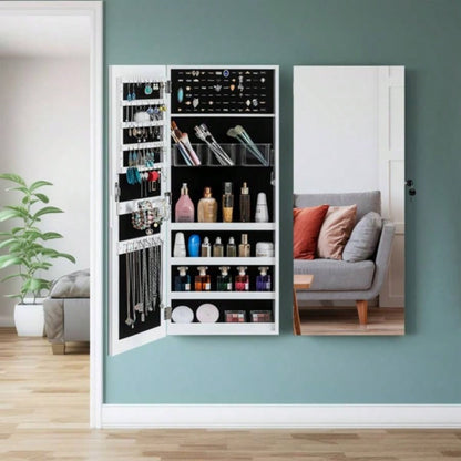 Whole Surface PVC Film Wall Hanging Door With Lock Jewelry Cabinet Fitting Mirror Cabinet