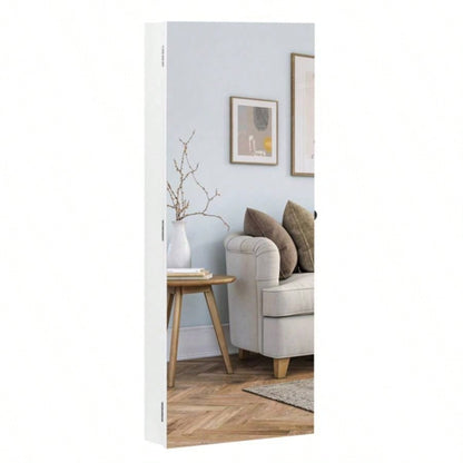 Whole Surface PVC Film Wall Hanging Door With Lock Jewelry Cabinet Fitting Mirror Cabinet
