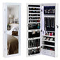 Non Full Mirror Wooden Wall Mounted 4 - Layer Shelf, 2 Drawers, 8 Blue LED Lights, Jewelry Storage Mirror Cabinet - White