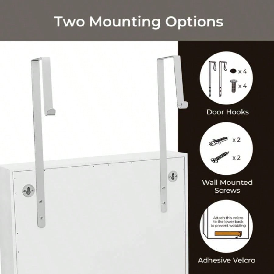 Whole Surface PVC Film Wall Hanging Door With Lock Jewelry Cabinet Fitting Mirror Cabinet