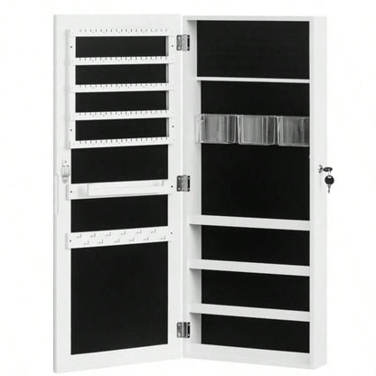Whole Surface PVC Film Wall Hanging Door With Lock Jewelry Cabinet Fitting Mirror Cabinet