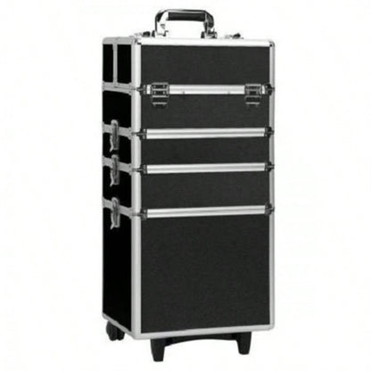 4 - in - 1 Draw - bar Style Interchangeable Aluminum Rolling Makeup Black