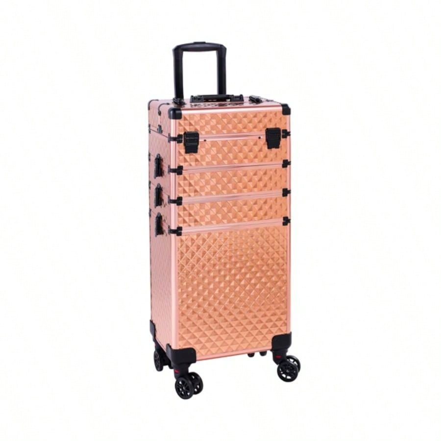 4 - in - 1 Draw - bar Style Interchangeable Aluminum Rolling Makeup - Gold