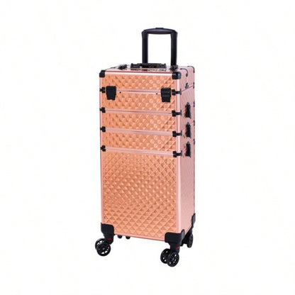 4 - in - 1 Draw - bar Style Interchangeable Aluminum Rolling Makeup - Gold