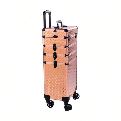4 - in - 1 Draw - bar Style Interchangeable Aluminum Rolling Makeup - Gold