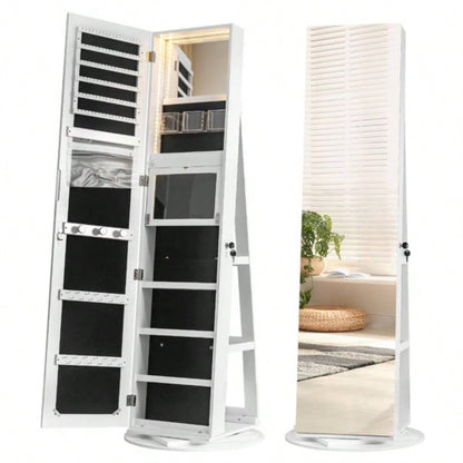 Jewelry Armoire with Full Length Mirror 360176; and Large Capacity Jewelry Organizer Armoire, Lockable Mirror with Jewelry Storage, Multi Storage Shelves
