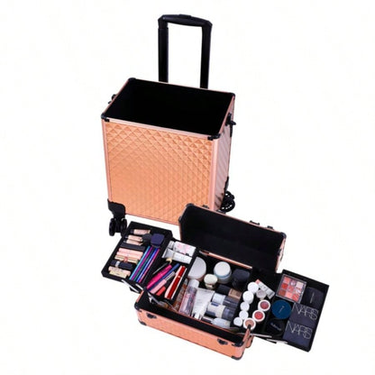 4 - in - 1 Draw - bar Style Interchangeable Aluminum Rolling Makeup - Gold