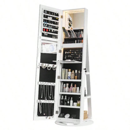 Jewelry Armoire with Full Length Mirror 360176; and Large Capacity Jewelry Organizer Armoire, Lockable Mirror with Jewelry Storage, Multi Storage Shelves