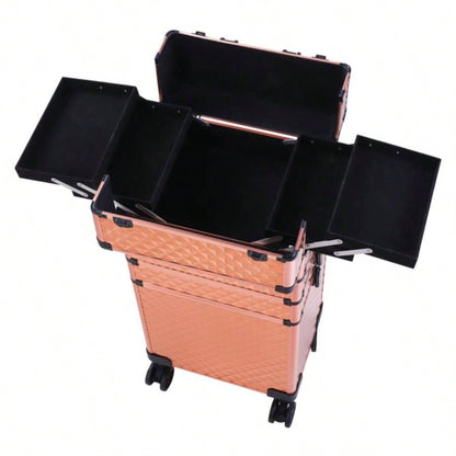 4 - in - 1 Draw - bar Style Interchangeable Aluminum Rolling Makeup - Gold