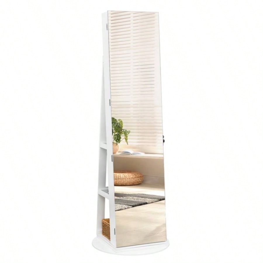 Jewelry Armoire with Full Length Mirror 360176; and Large Capacity Jewelry Organizer Armoire, Lockable Mirror with Jewelry Storage, Multi Storage Shelves