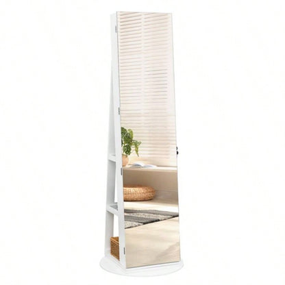 Jewelry Armoire with Full Length Mirror 360176; and Large Capacity Jewelry Organizer Armoire, Lockable Mirror with Jewelry Storage, Multi Storage Shelves