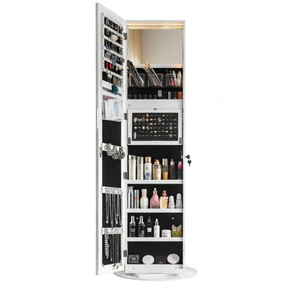 Jewelry Armoire with Full Length Mirror 360176; and Large Capacity Jewelry Organizer Armoire, Lockable Mirror with Jewelry Storage, Multi Storage Shelves