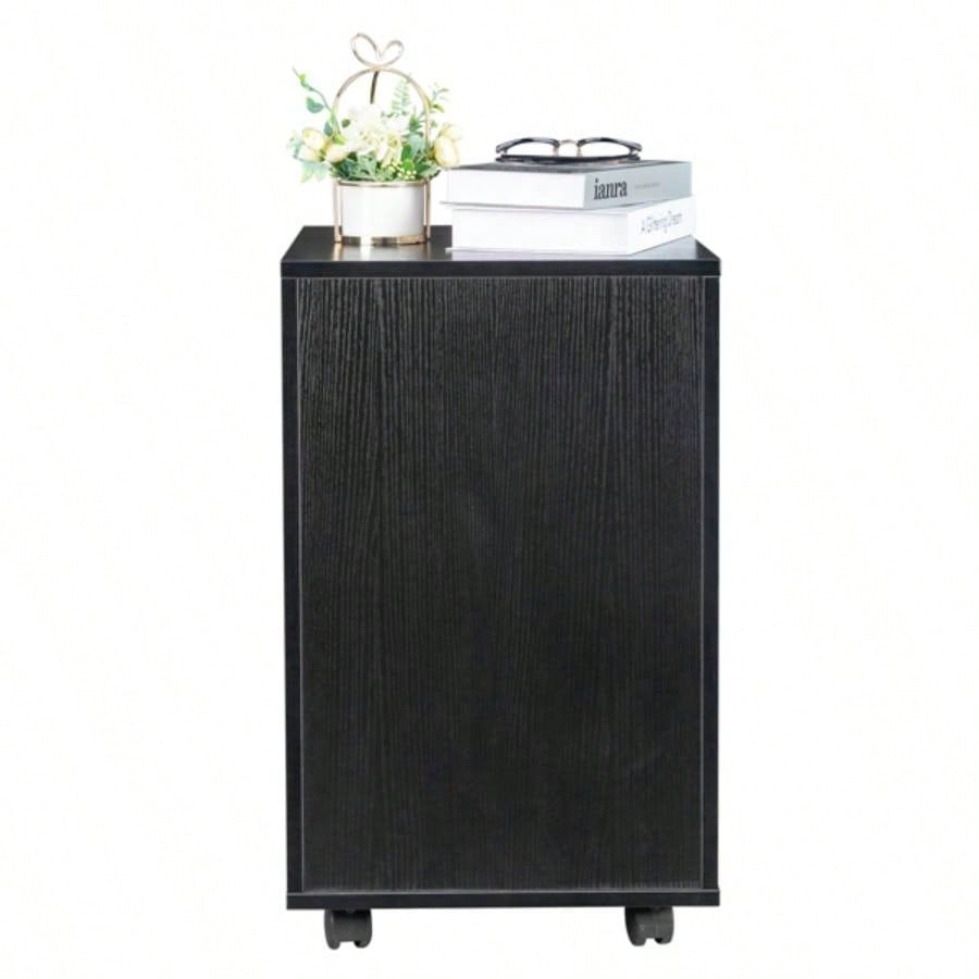 FCH Black Wood Grain Density Board Three Drawers Wooden Filing Cabinet