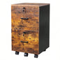 2 - Drawer Rolling Wood File Cabinet with Lock, Brown Black