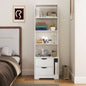 Night Stand with Bookshelf, Night Stand with 2 Storage Drawers Bedroom