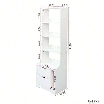 Night Stand with Bookshelf, Night Stand with 2 Storage Drawers Bedroom