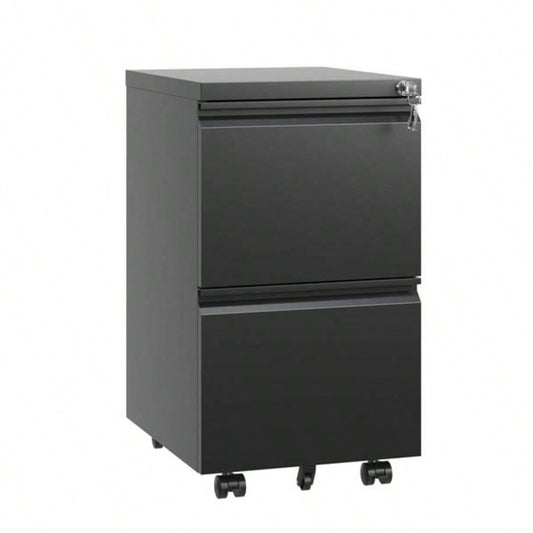 2 Drawer Metal Mobile File Cabinet, Rolling File Cabinet with Lock Hanging Legal/Letter/A4 Size, Fully Assembled Except Wheels