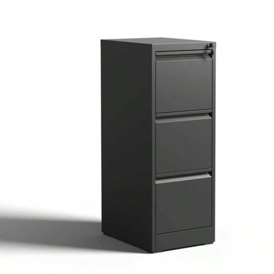 3 Drawer Metal Vertical File Cabinet with Lock Office Home Steel Vertical File Cabinet A4 Legal/Letter Size