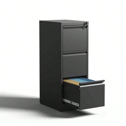 3 Drawer Metal Vertical File Cabinet with Lock Office Home Steel Vertical File Cabinet A4 Legal/Letter Size