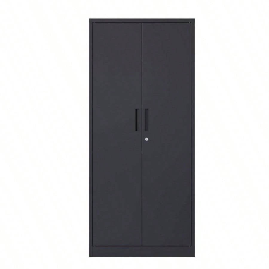 72H Metal Garage Storage Cabinet, Black Steel Locking Cabinet with Doors and 4 Shelves, Tall Cabinets Garage Storage Systems Lockable File Cabinet Home Office, Classroom/Pantry