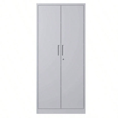 71H Metal Garage Storage Cabinet, White Steel Locking Cabinet with Doors and 3 Adjustable Shelves, Tall Cabinets Garage Storage Systems Lockable File Cabinet Home Office, Classroom, Pantry