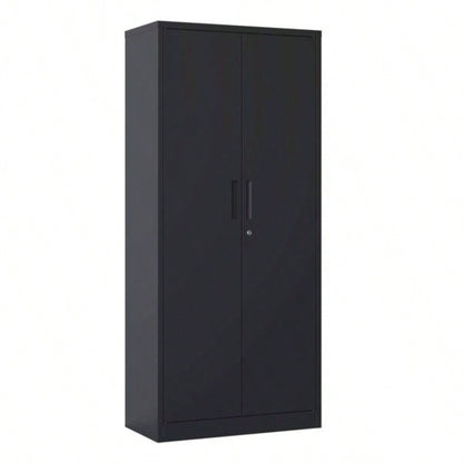 72H Metal Garage Storage Cabinet, Black Steel Locking Cabinet with Doors and 4 Shelves, Tall Cabinets Garage Storage Systems Lockable File Cabinet Home Office, Classroom/Pantry