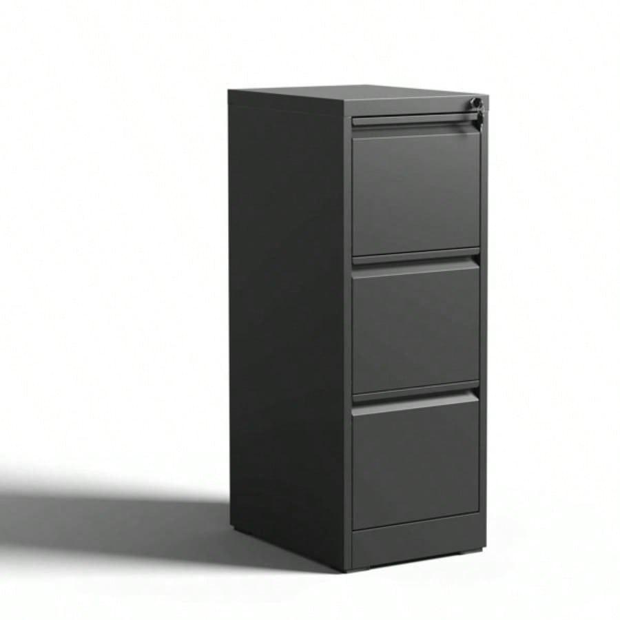 3 Drawer Metal Vertical File Cabinet with Lock Office Home Steel Vertical File Cabinet A4 Legal/Letter Size