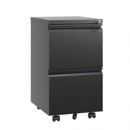 2 Drawer Metal Mobile File Cabinet, Rolling File Cabinet with Lock Hanging Legal/Letter/A4 Size, Fully Assembled Except Wheels