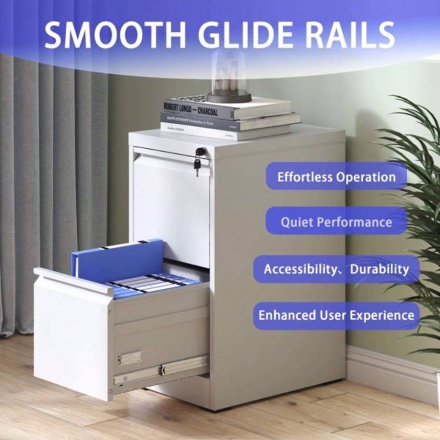 2 Drawer Metal Vertical File Cabinet with Lock Office Home Steel Vertical File Cabinet A4 Legal/Letter Size