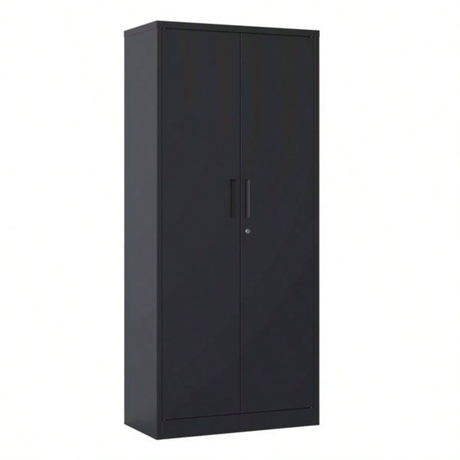 71H Metal Garage Storage Cabinet, Black Steel Locking Cabinet with Doors and 3 Shelves, Tall Cabinets Garage Storage Systems Lockable File Cabinet Home Office, Classroom/Pantry