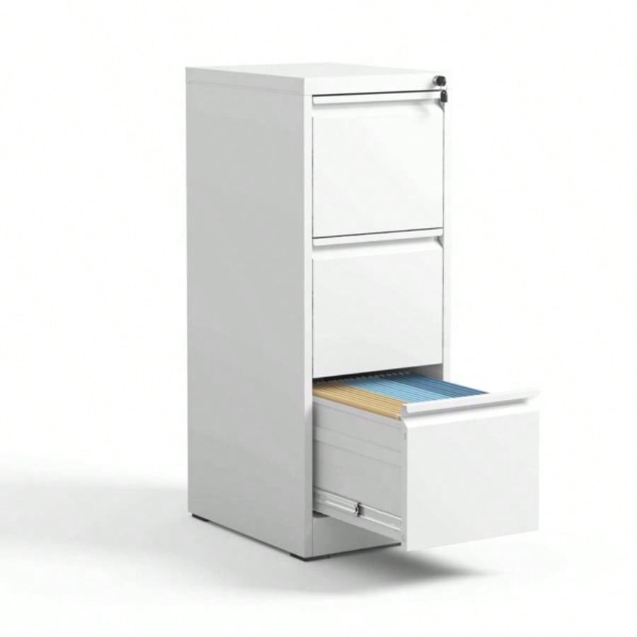 3 Drawer Metal Vertical File Cabinet with Lock Office Home Steel Vertical File Cabinet A4 Legal/Letter Size3
