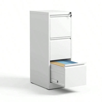 3 Drawer Metal Vertical File Cabinet with Lock Office Home Steel Vertical File Cabinet A4 Legal/Letter Size3