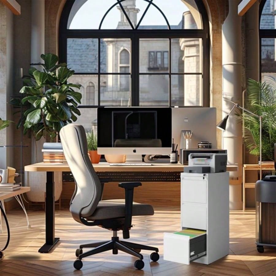 3 Drawer Metal Vertical File Cabinet with Lock Office Home Steel Vertical File Cabinet A4 Legal/Letter Size3