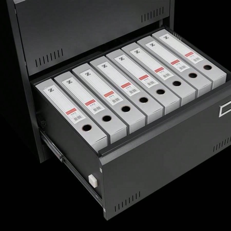 Filing Cabinet Lateral File Cabinet 3 Drawer, Blcak Locking Metal File Cabinets Three Drawer, Office Filing Cabinet with Lock Drawers Home Office/Legal/Letter/A4/F4