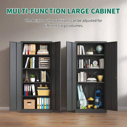 72H Metal Garage Storage Cabinet, Black Steel Locking Cabinet with Doors and 4 Shelves, Tall Cabinets Garage Storage Systems Lockable File Cabinet Home Office, Classroom/Pantry