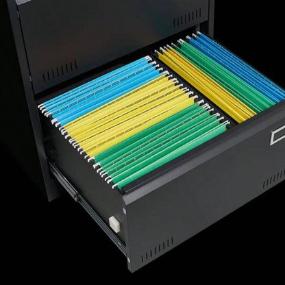 Filing Cabinet Lateral File Cabinet 3 Drawer, Blcak Locking Metal File Cabinets Three Drawer, Office Filing Cabinet with Lock Drawers Home Office/Legal/Letter/A4/F4