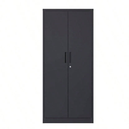 72H Metal Garage Storage Cabinet, Black Steel Locking Cabinet with Doors and 4 Shelves, Tall Cabinets Garage Storage Systems Lockable File Cabinet Home Office, Classroom/Pantry