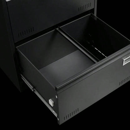 Filing Cabinet Lateral File Cabinet 3 Drawer, Blcak Locking Metal File Cabinets Three Drawer, Office Filing Cabinet with Lock Drawers Home Office/Legal/Letter/A4/F4