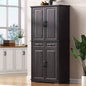 71 Tall Kitchen Pantry Cabinet with 3 Pull Out Cabinet Organizers, Farmhouse Embossed Texture Storage Cabinet with 6 Door Shelves, 2 Drawers, Freestanding Cupboard Kitchen, Dining Room Black
