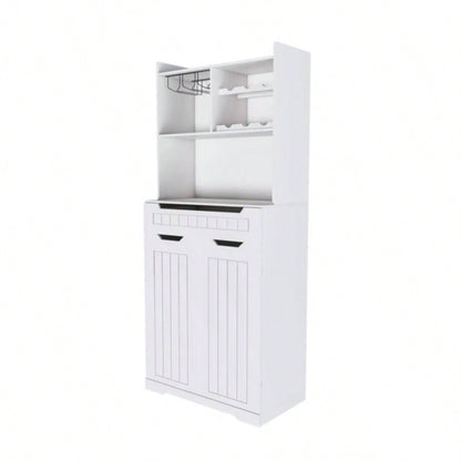 White Buffet Cabinet with Hutch - Modern Farmhouse Kitchen Storage Sideboard with 2 Drawers Barn Doors, Coffee Bar Station or Liquor Cabinet Dining Room, Living Room