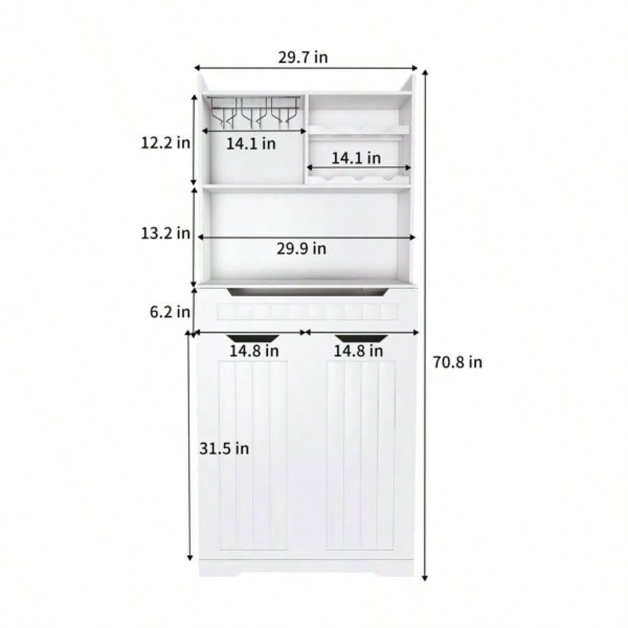 White Buffet Cabinet with Hutch - Modern Farmhouse Kitchen Storage Sideboard with 2 Drawers Barn Doors, Coffee Bar Station or Liquor Cabinet Dining Room, Living Room