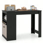 48 inch black kitchen bar table with storage cabinet and wine rack