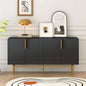 Modern Elegant 4 - door Sideboard Gold Metal Handle Buffet Cabinet Dining Room, Living Room, Bedroom, Hallway Black